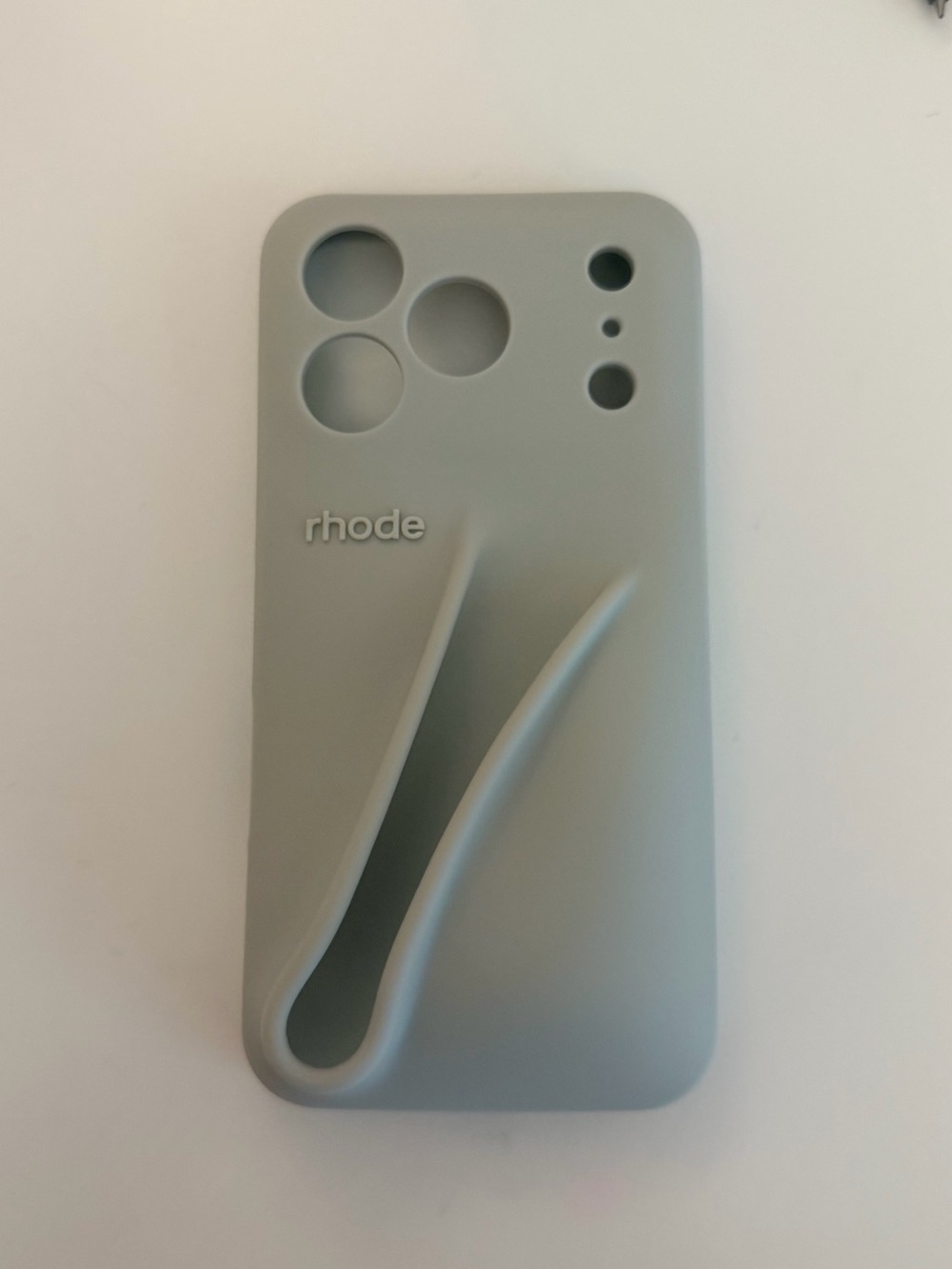 RHODE Silicone Phone Case with Integrated Grip — Light Gray and iPhone 17 Pro